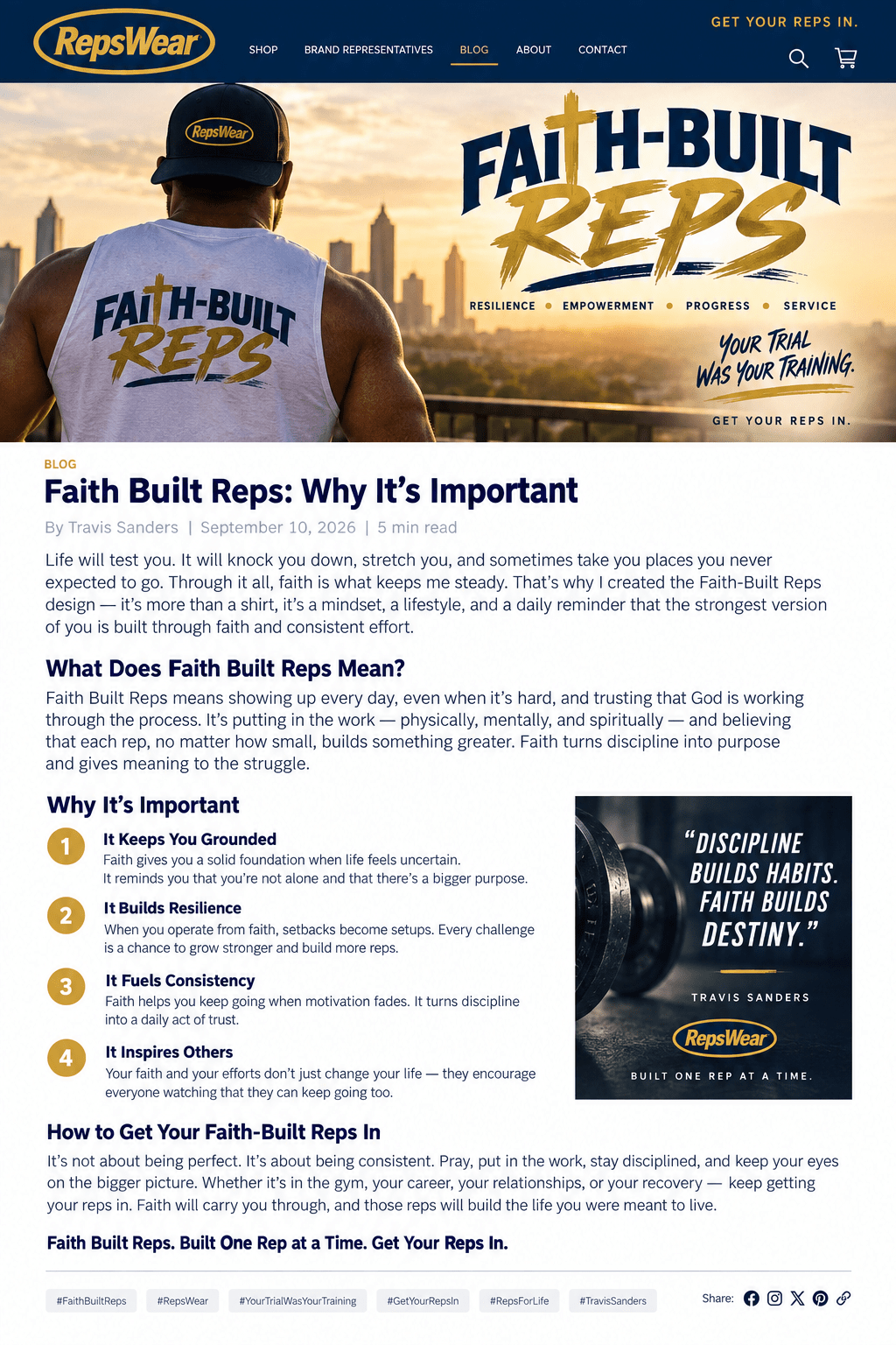 Faith Built Reps: Why It’s Important - R.E.P.S. Apparel by Travis Sanders